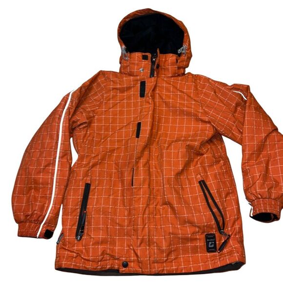 Killtec Winter Ski Jacket Orange/Wite Plaid Full Zip Kids Size 12 Outerwear - Picture 2 of 12